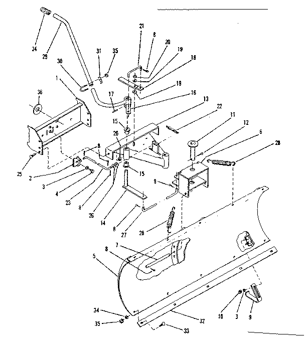 42" Snow Blade Kit Diagram and Parts List for 53696330  Craftsman Lawn Mower