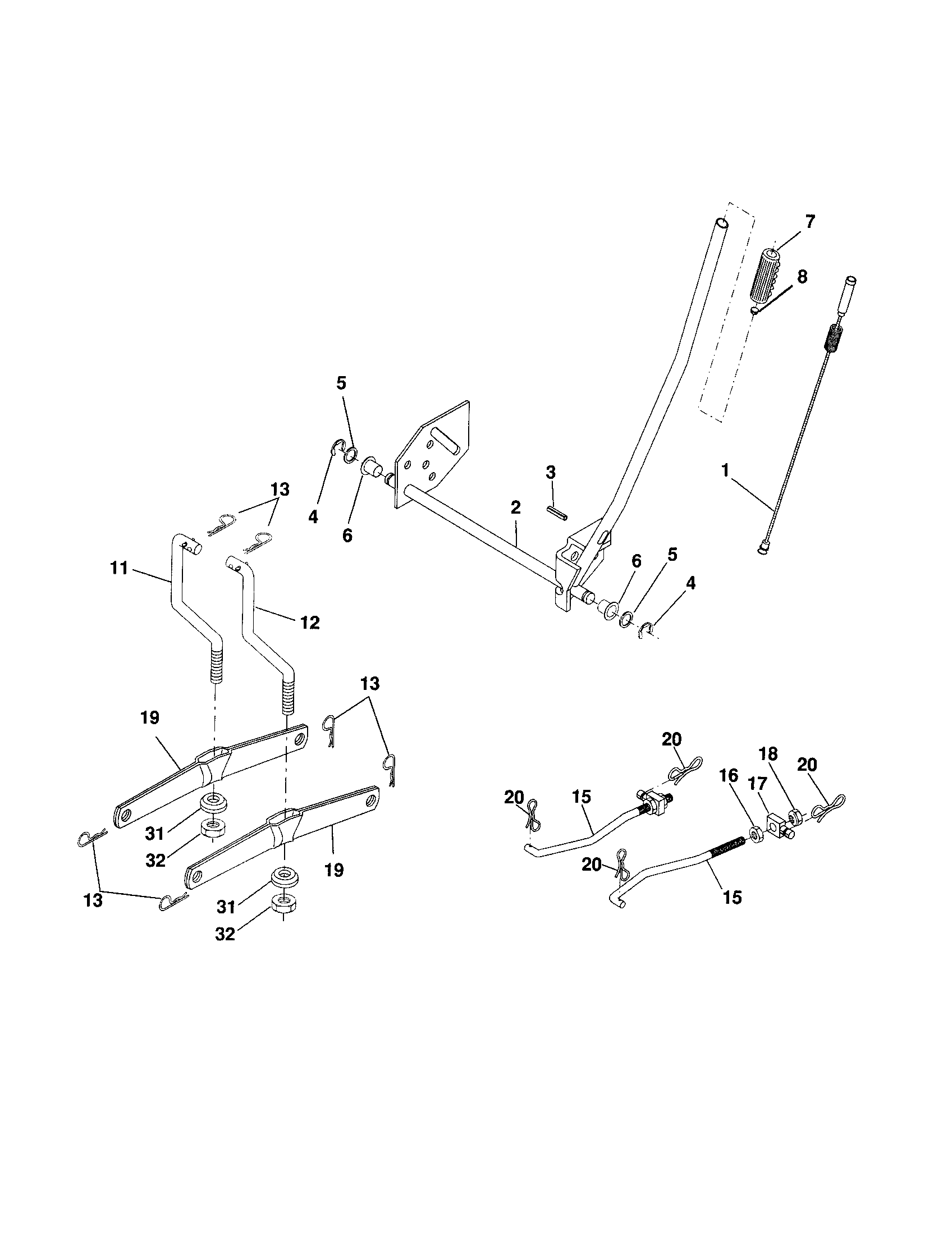 Lift Diagram and Parts List for 917256740  Craftsman Lawn Tractor