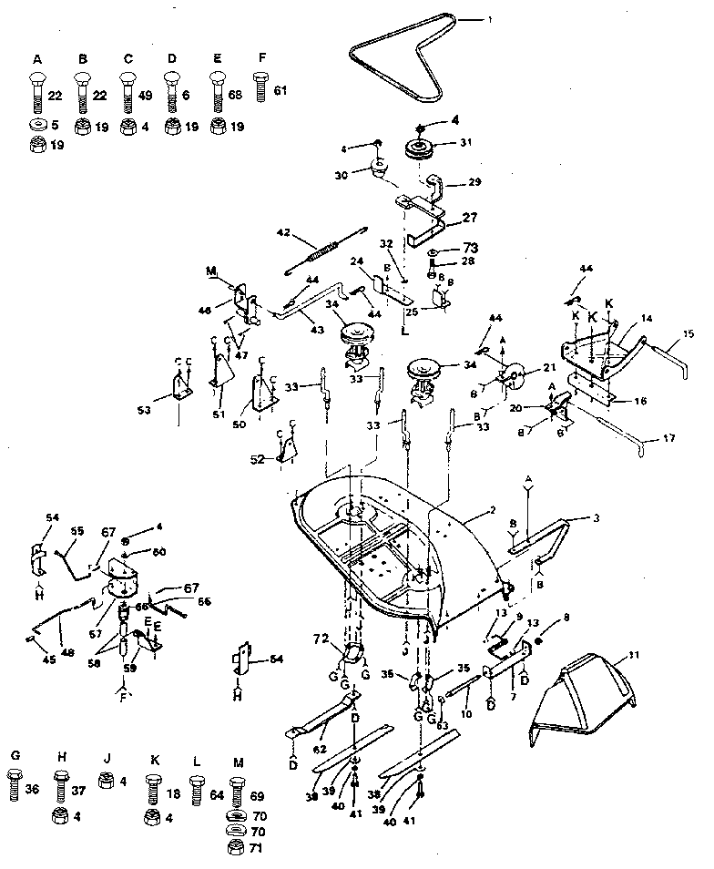 Mower Deck Diagram and Parts List for 917255520  Craftsman Lawn Tractor