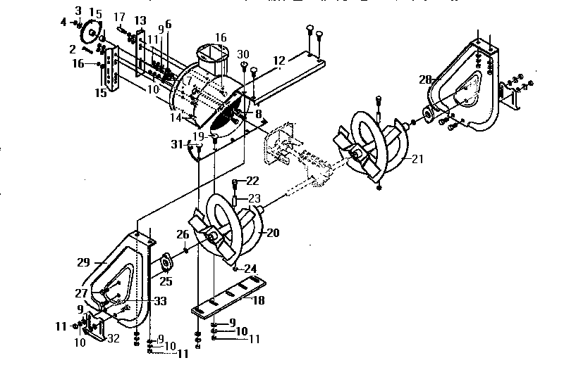 Auger Housing Assembly Diagram and Parts List for 536886622  Craftsman Snow Blower