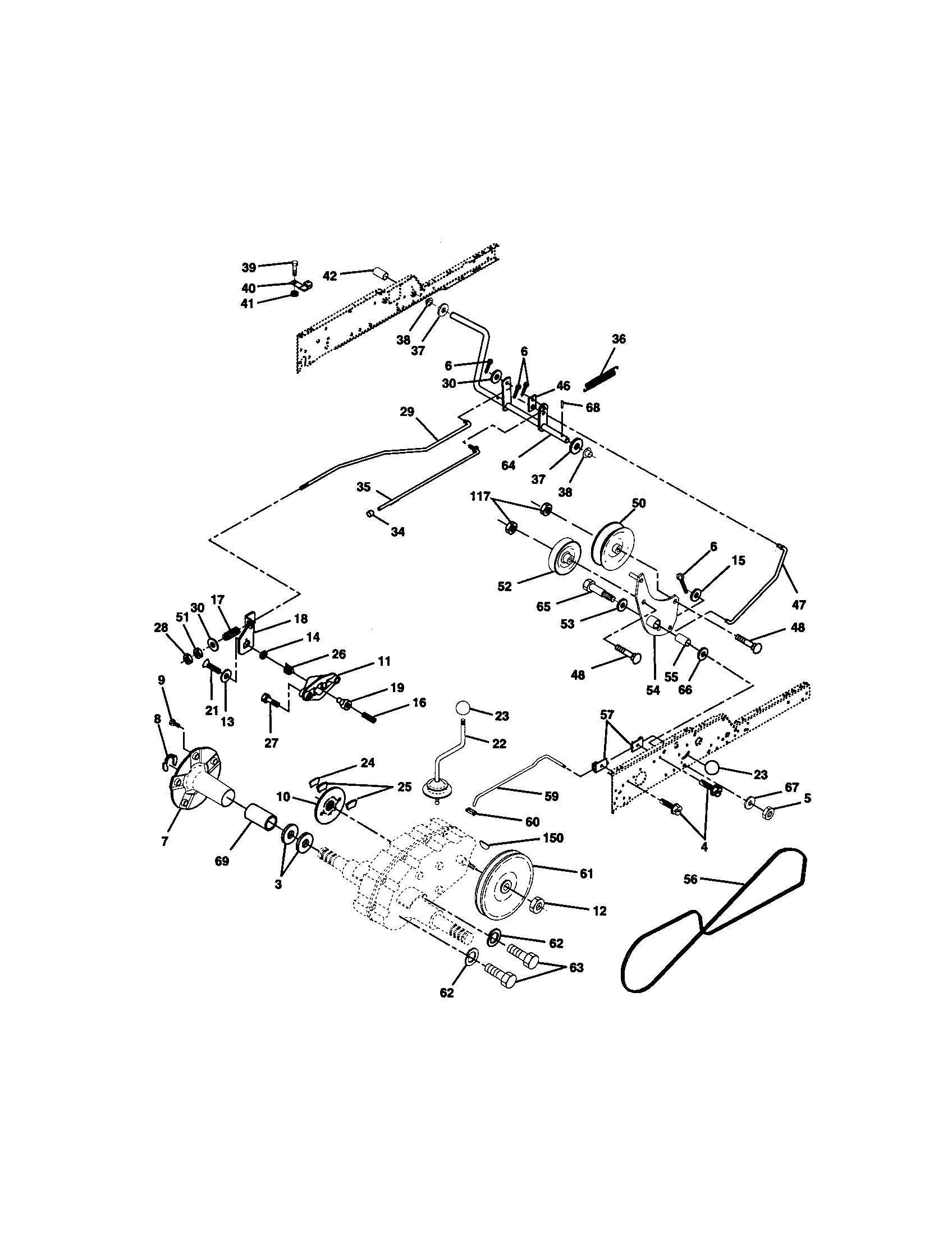 Ground Drive Diagram and Parts List for 917272954  Craftsman Lawn Tractor