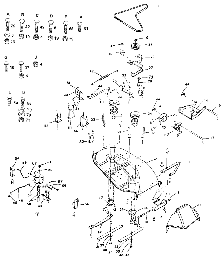 Mower Deck Diagram and Parts List for 917254521  Craftsman Lawn Tractor