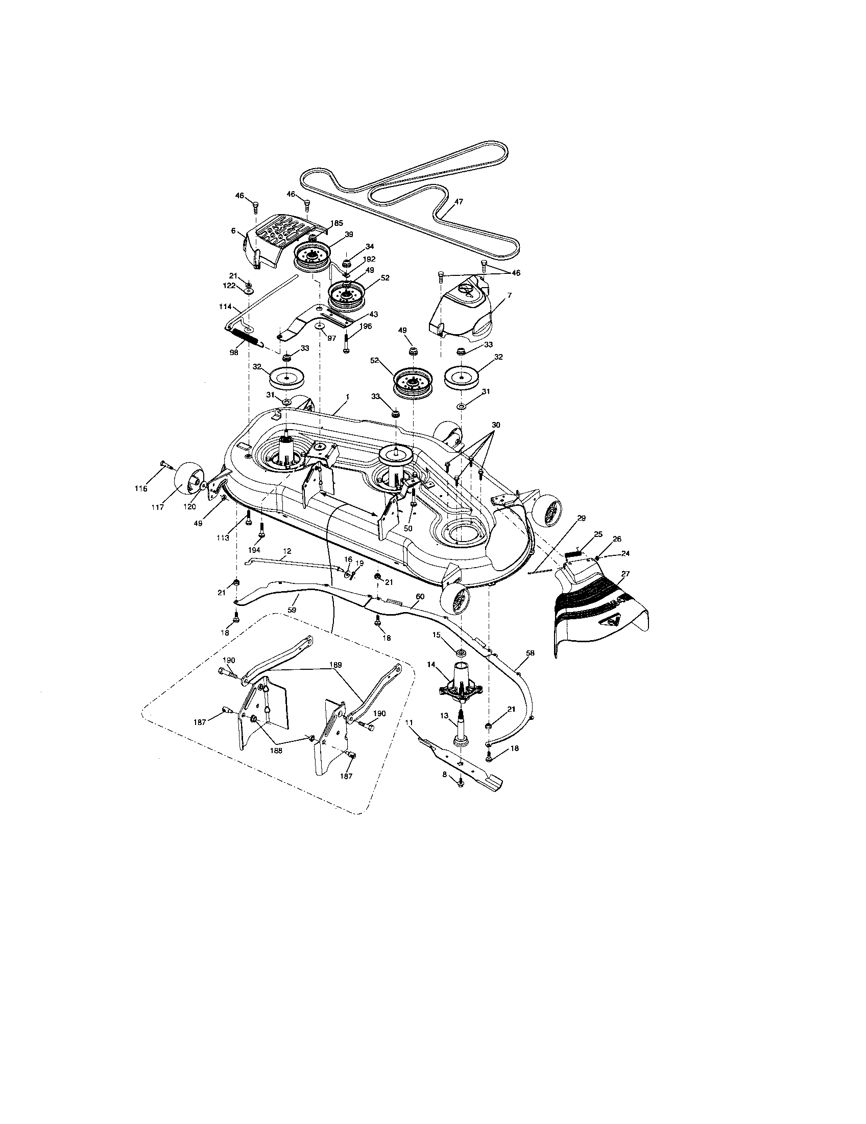Mower Deck Diagram and Parts List for 917276903  Craftsman Lawn Tractor