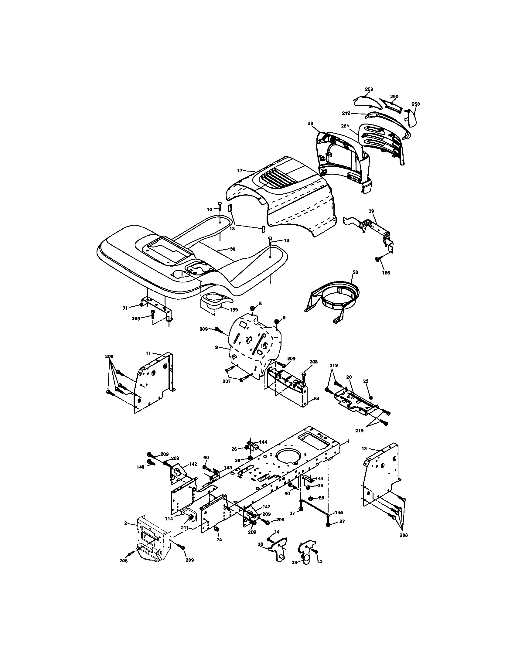 Chassis And Enclosures Diagram and Parts List for 917273790  Craftsman Lawn Tractor