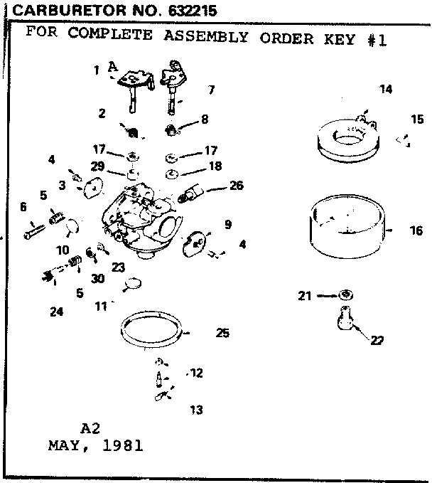 Replacement Parts Diagram and Parts List for 143316192  Craftsman Engine