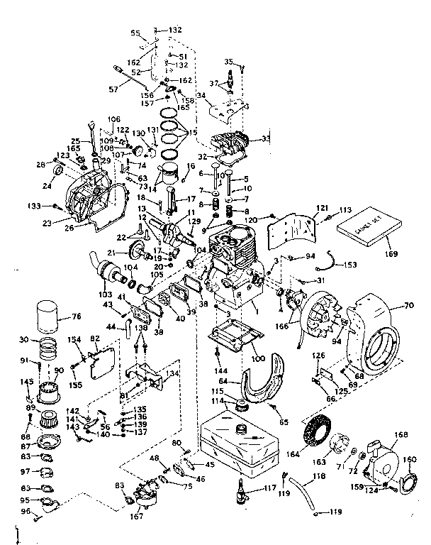 Basic Engine Diagram and Parts List for 143576212  Craftsman Engine