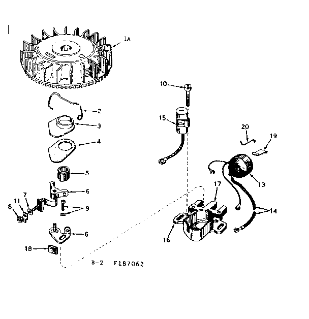 Magneto Diagram and Parts List for 143187062  Craftsman Engine