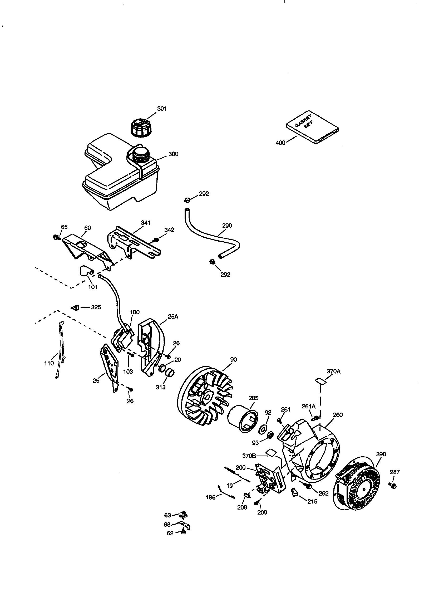 Flywheel And Rewind Starter Diagram and Parts List for 143966501  Craftsman Engine