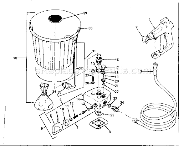 Page B Diagram and Parts List for 165155590  Craftsman Paint Sprayer