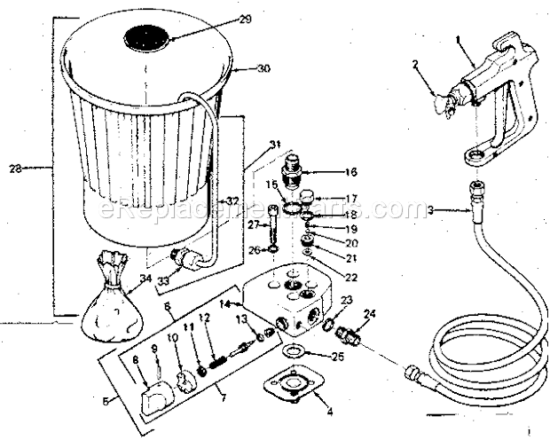Page B Diagram and Parts List for 165155610  Craftsman Paint Sprayer