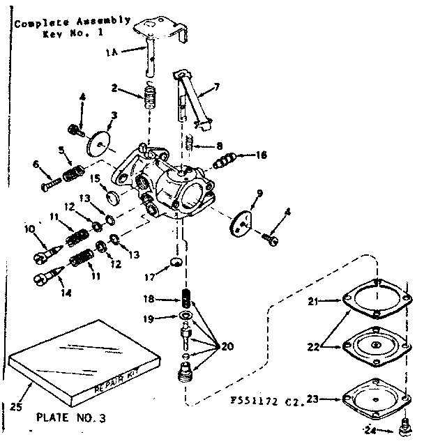Carburetor Diagram and Parts List for 143551172  Craftsman Engine