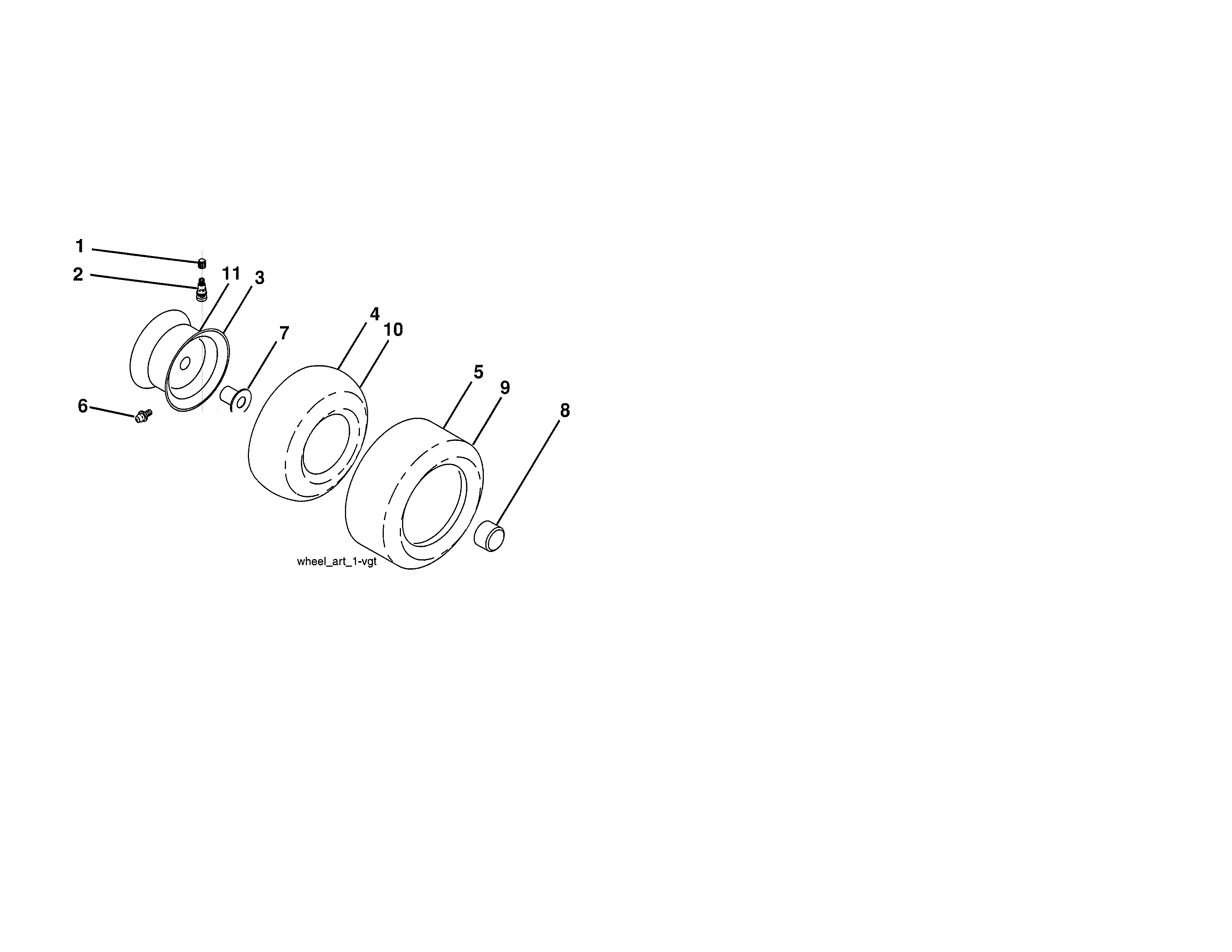 Wheels & Tires Diagram and Parts List for 917204080  Craftsman Lawn Tractor