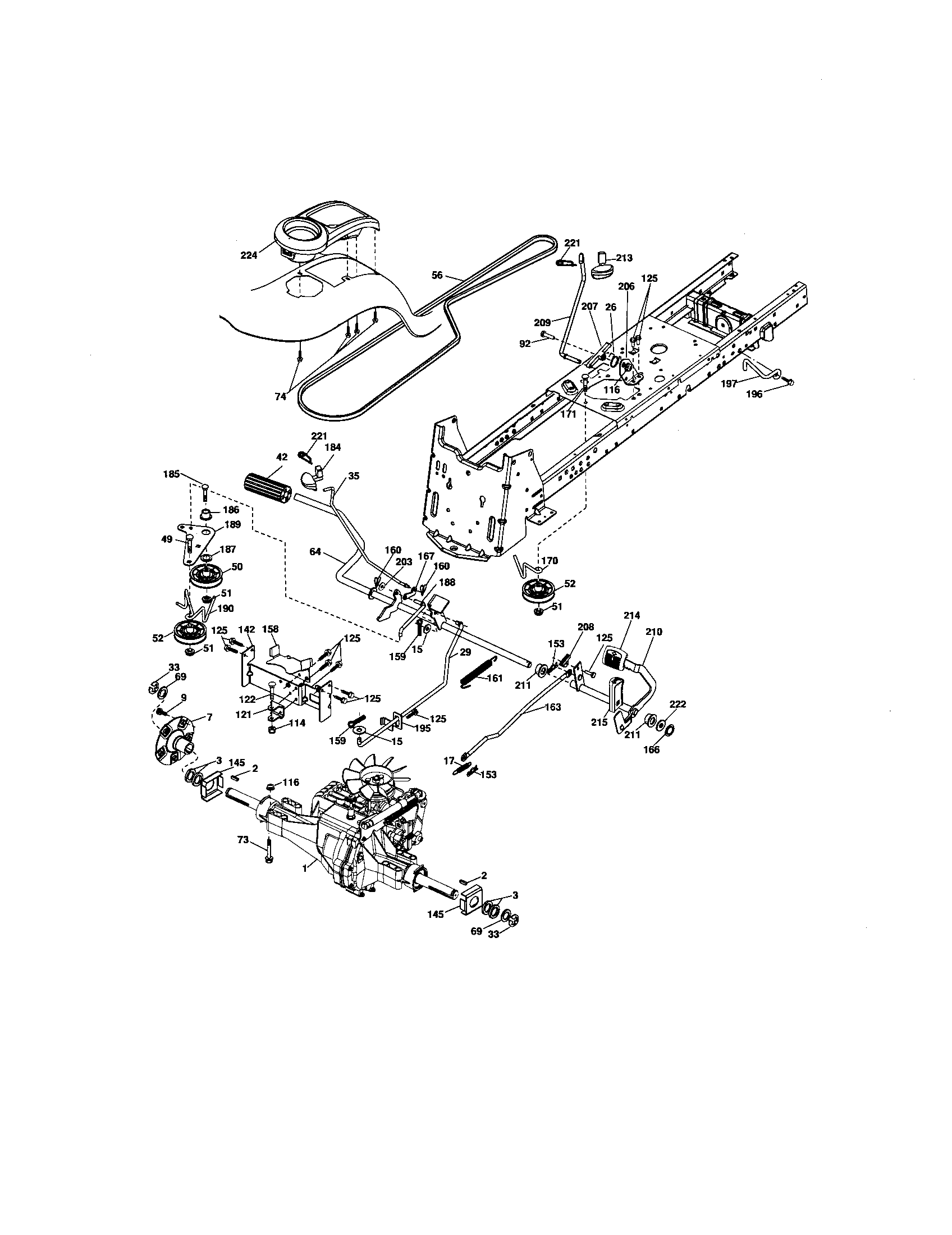 Ground Drive Diagram and Parts List for 917276920  Craftsman Lawn Tractor