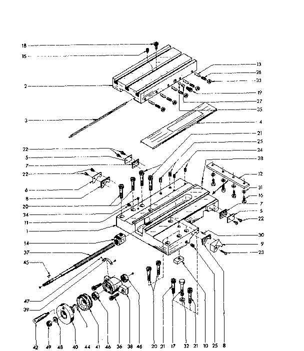 Slide Assembly Diagram and Parts List for 2894  Craftsman Lathe