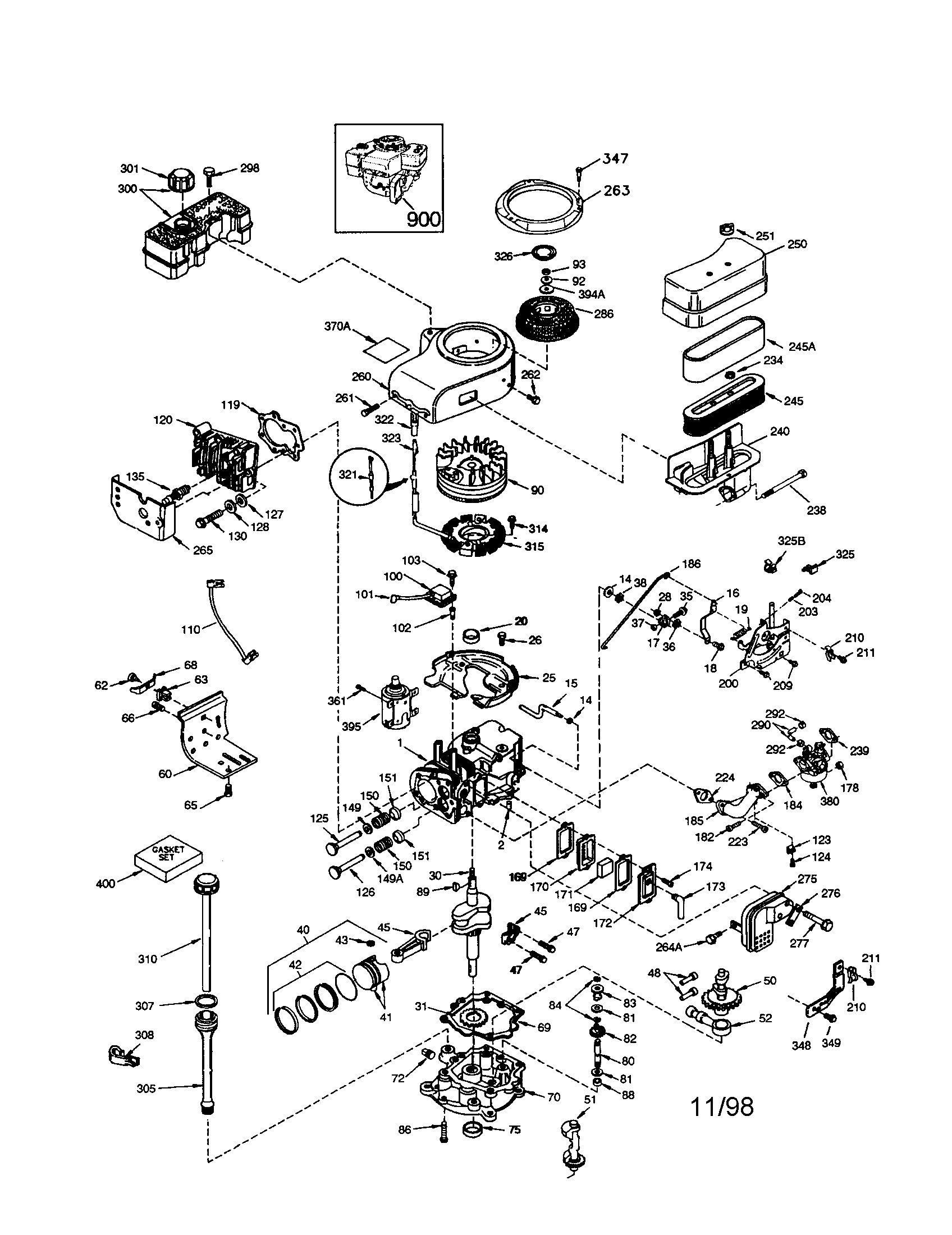 Craftsman 4-cycle Engine Diagram and Parts List for 143991002  Craftsman Engine