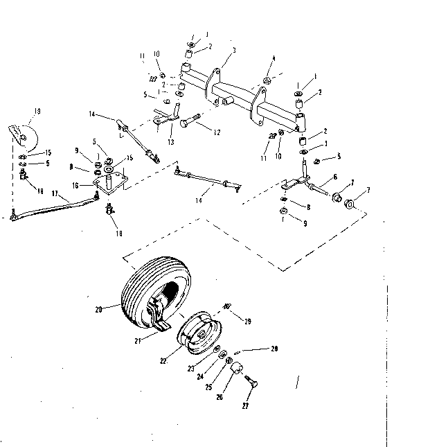 Front Axle Assembly Diagram and Parts List for 91725520  Craftsman Lawn Tractor