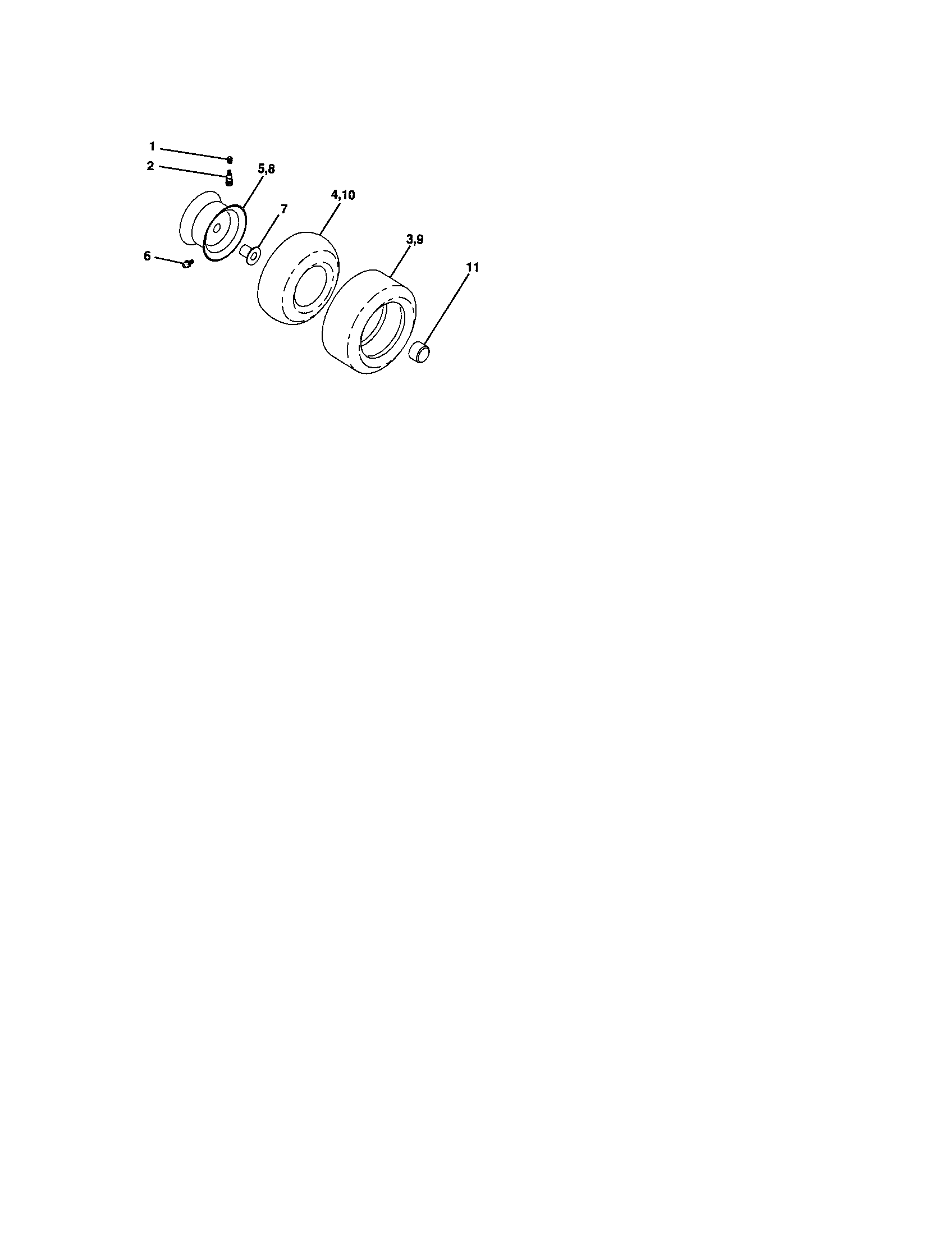 Wheels And Tires Diagram and Parts List for 917287030  Craftsman Lawn Tractor