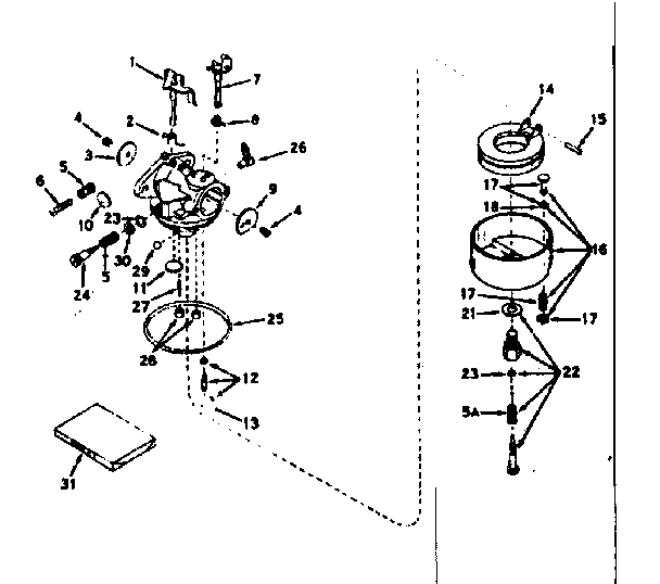 Carburetor Diagram and Parts List for 143177062  Craftsman Engine