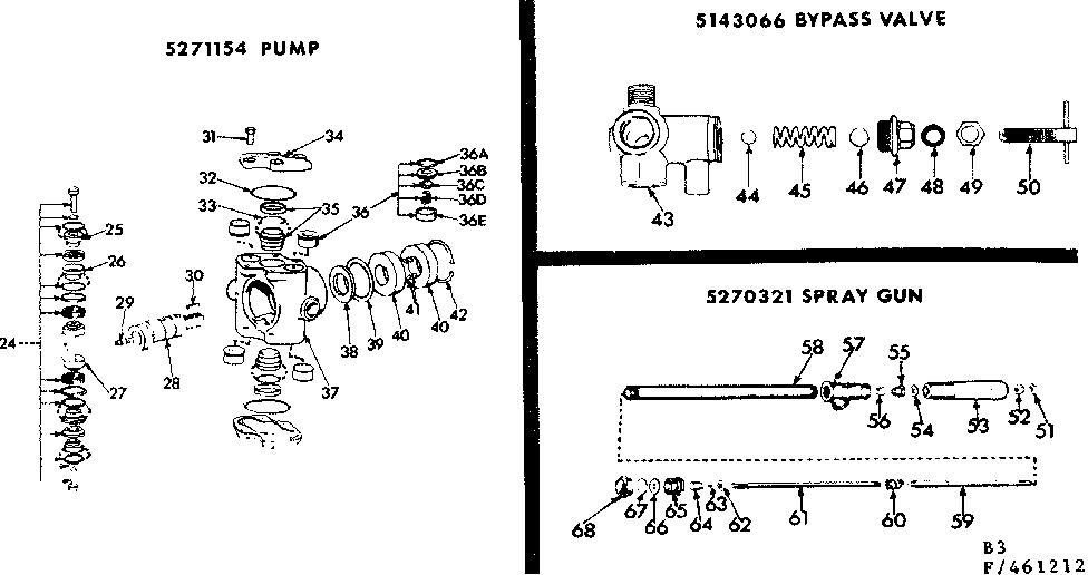 Pump/bypass Valve/spray Gun Diagram and Parts List for 471461212  Craftsman Pressure Washer