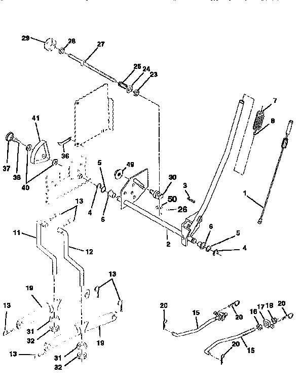Mower Lift Diagram and Parts List for 917258691  Craftsman Lawn Tractor