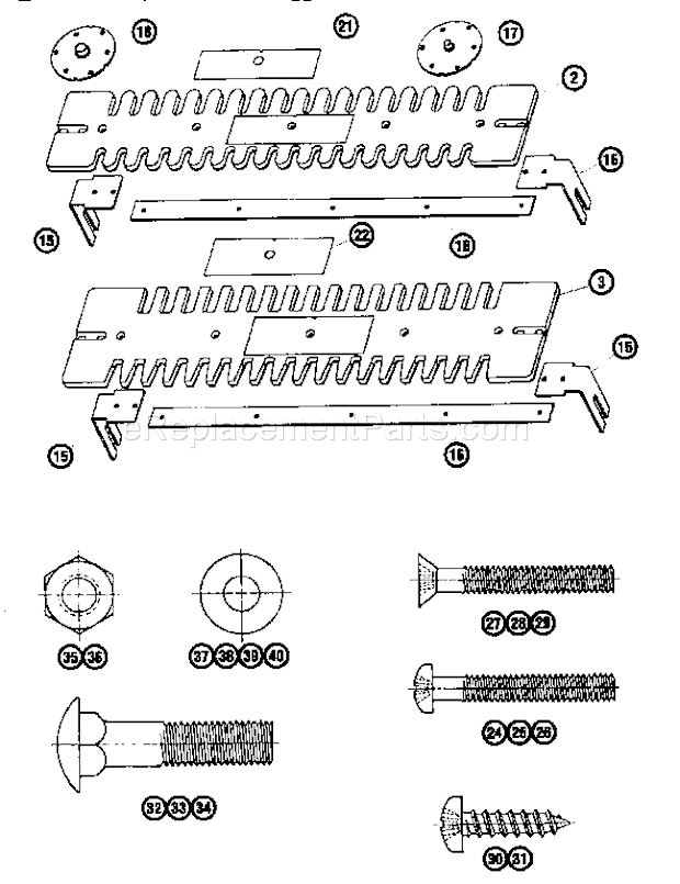 Templates Diagram and Parts List for 17125450  Craftsman Router