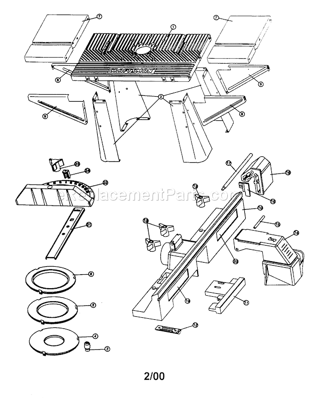 Router Table Diagram and Parts List for 171254831  Craftsman Router
