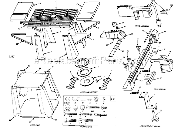 Unit Parts Diagram and Parts List for 171254841  Craftsman Router
