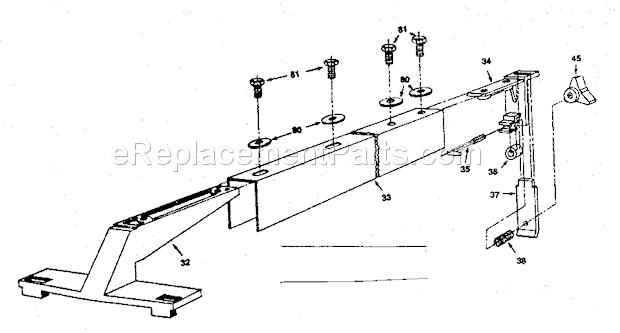 Rip Fence Assembly Diagram and Parts List for 1712549  Craftsman Workbench
