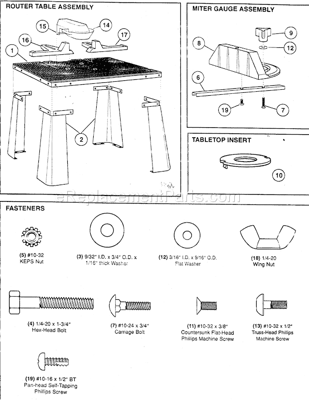 Router Assy Diagram and Parts List for 17126460  Craftsman Router