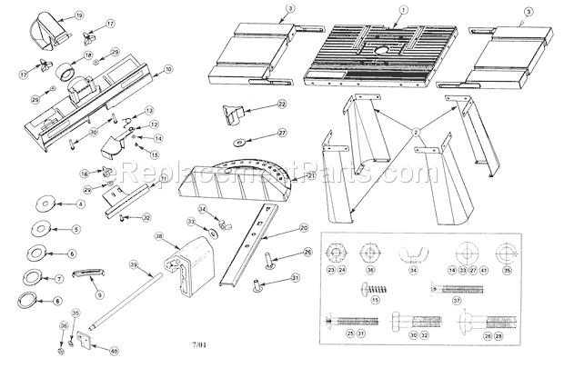 Router Table Diagram and Parts List for 171264610  Craftsman Router