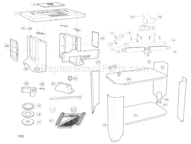 Router Table Diagram and Parts List for 171264640  Craftsman Router