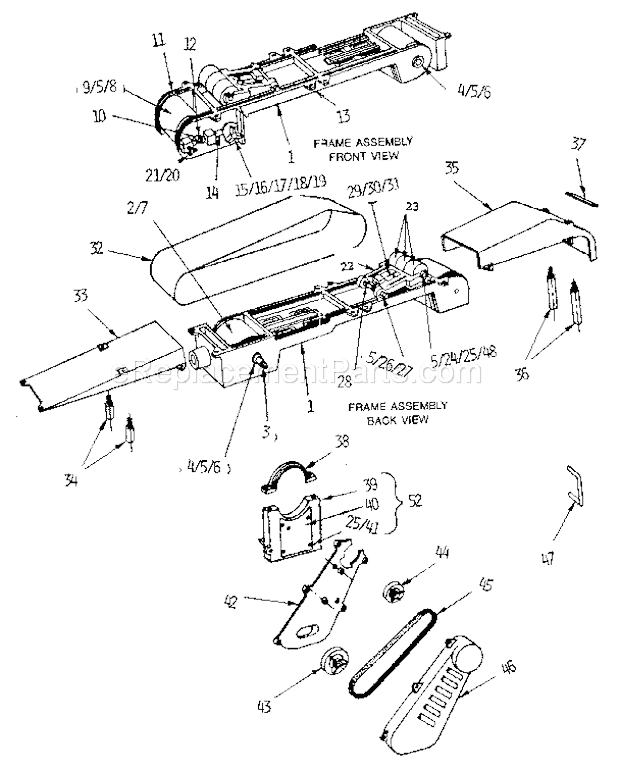 Frame Assembly Diagram and Parts List for 171327550  Craftsman Belt or Drum Sander