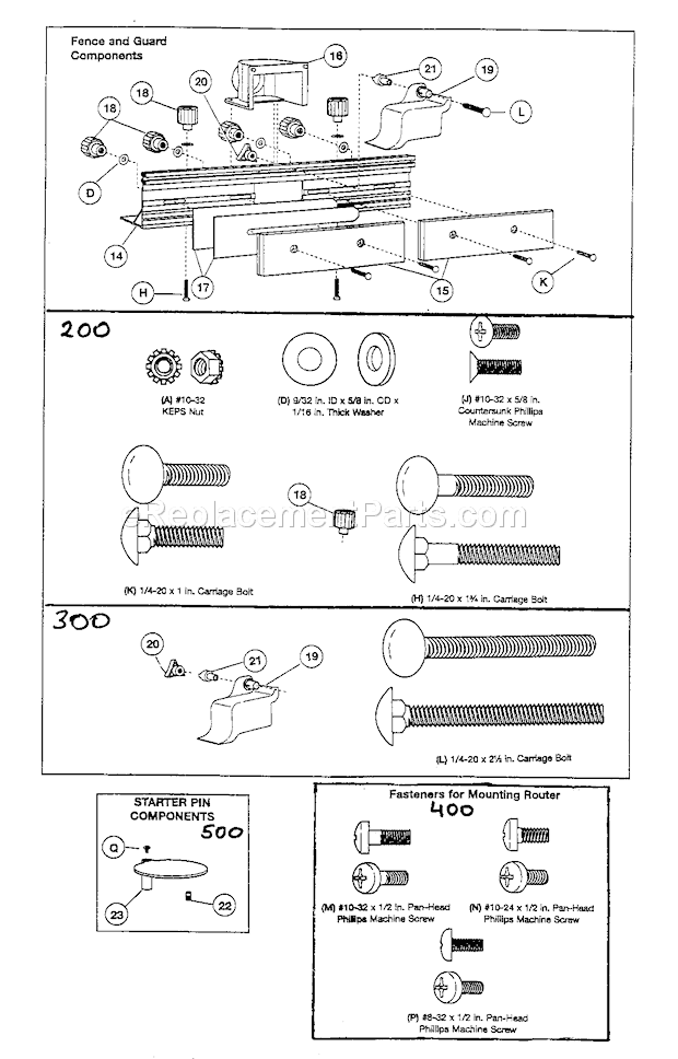 Fence/Guard Assy Diagram and Parts List for 17161181  Craftsman Router
