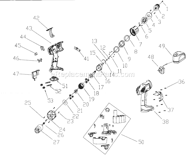 Cabinet Parts Diagram and Parts List for 17210400  Craftsman Cordless Drill