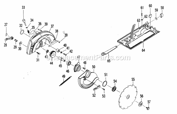 Saw Assy Diagram and Parts List for 17210850  Craftsman Circular Saw