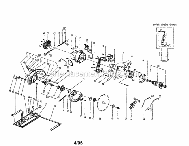 Circular Saw Diagram and Parts List for 172108560  Craftsman Circular Saw