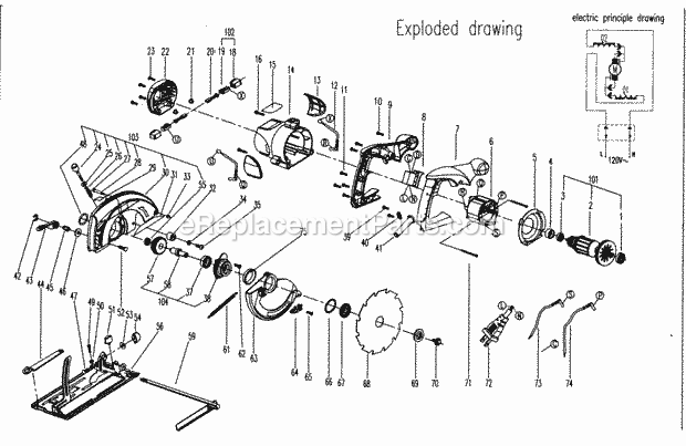 Circular Saw Diagram and Parts List for 17210856  Craftsman Circular Saw
