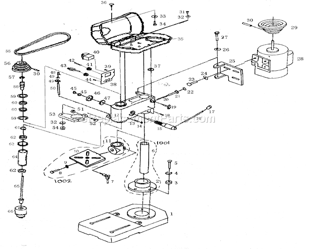Drill Press Diagram and Parts List for 17221499  Craftsman Drill Press