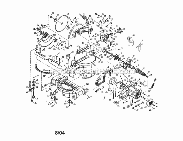 Compound Miter Saw Assembly Diagram and Parts List for 17224360  Craftsman Miter Saw