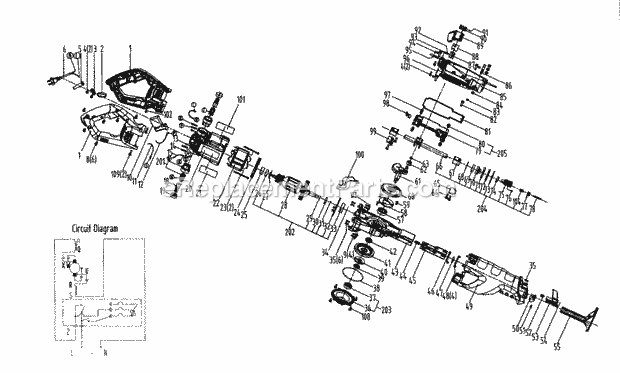 Saw Diagram and Parts List for 17225290  Craftsman Reciprocating Saw