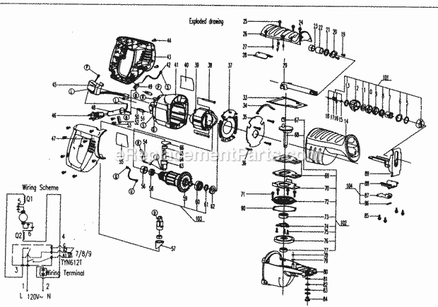 Housing Assy Diagram and Parts List for 172267700  Craftsman Reciprocating Saw
