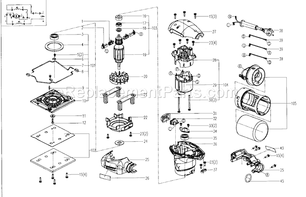 Sander Diagram and Parts List for 17227670  Craftsman Sander Polisher