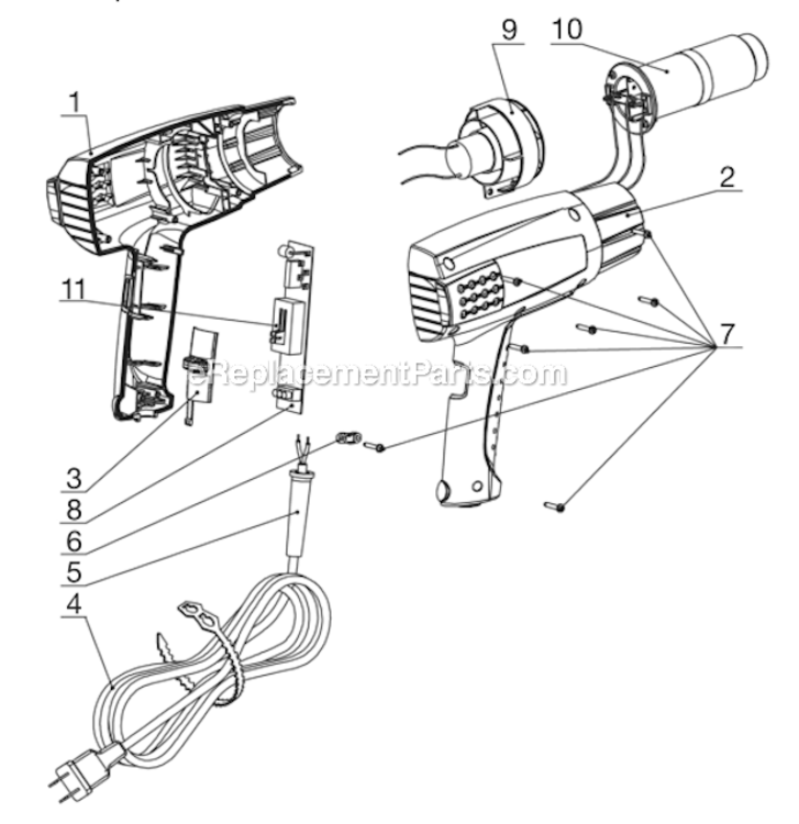 Page A Diagram and Parts List for 17233266  Craftsman Heat Gun