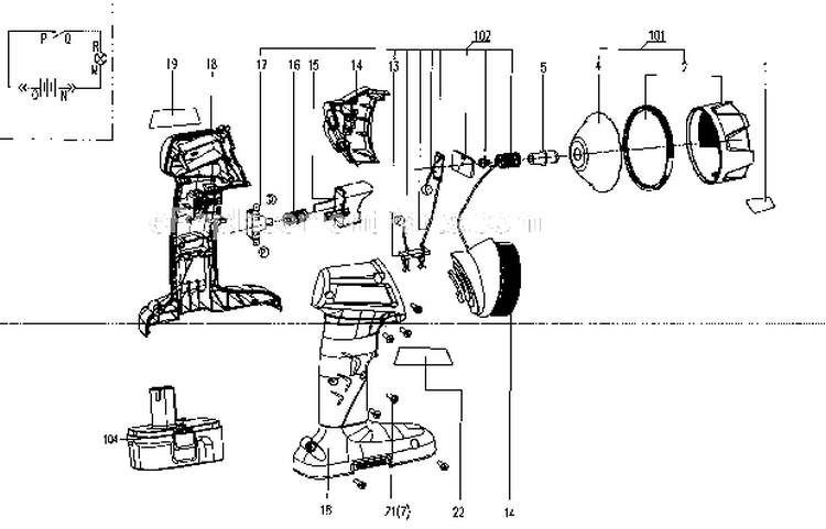 Flashlight Diagram and Parts List for 17267088  Craftsman Cordless Drill