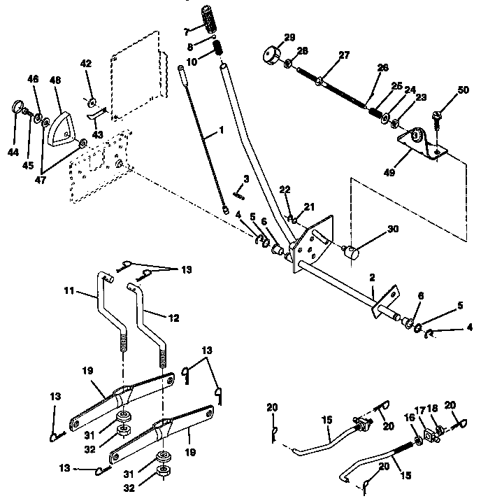 Lift Diagram and Parts List for 917257631  Craftsman Lawn Tractor