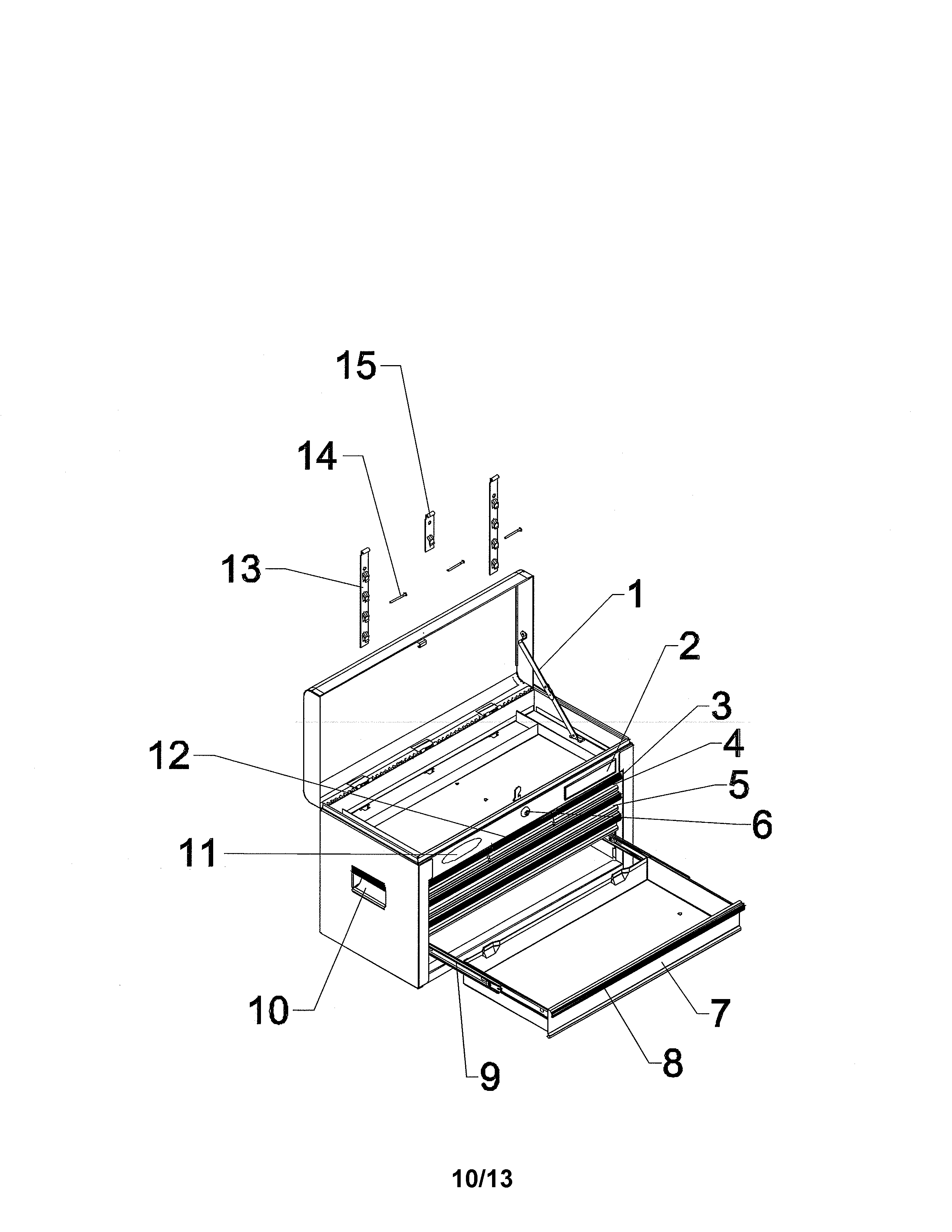 6 Drawer Professional Chest Diagram and Parts List for 706136000  Craftsman Tool Stand & Cart