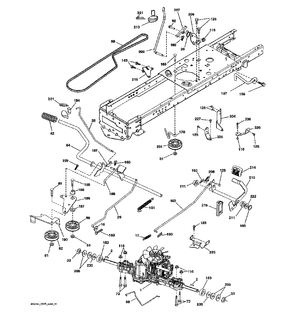 Ground drive Diagram and Parts List for 960420223  Craftsman Lawn Tractor