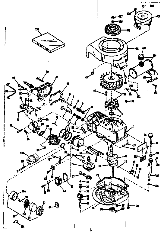 Basic Engine Diagram and Parts List for 143131072  Craftsman Engine
