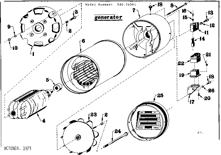 Stator Assembly Diagram and Parts List for 58031561  Craftsman Engine