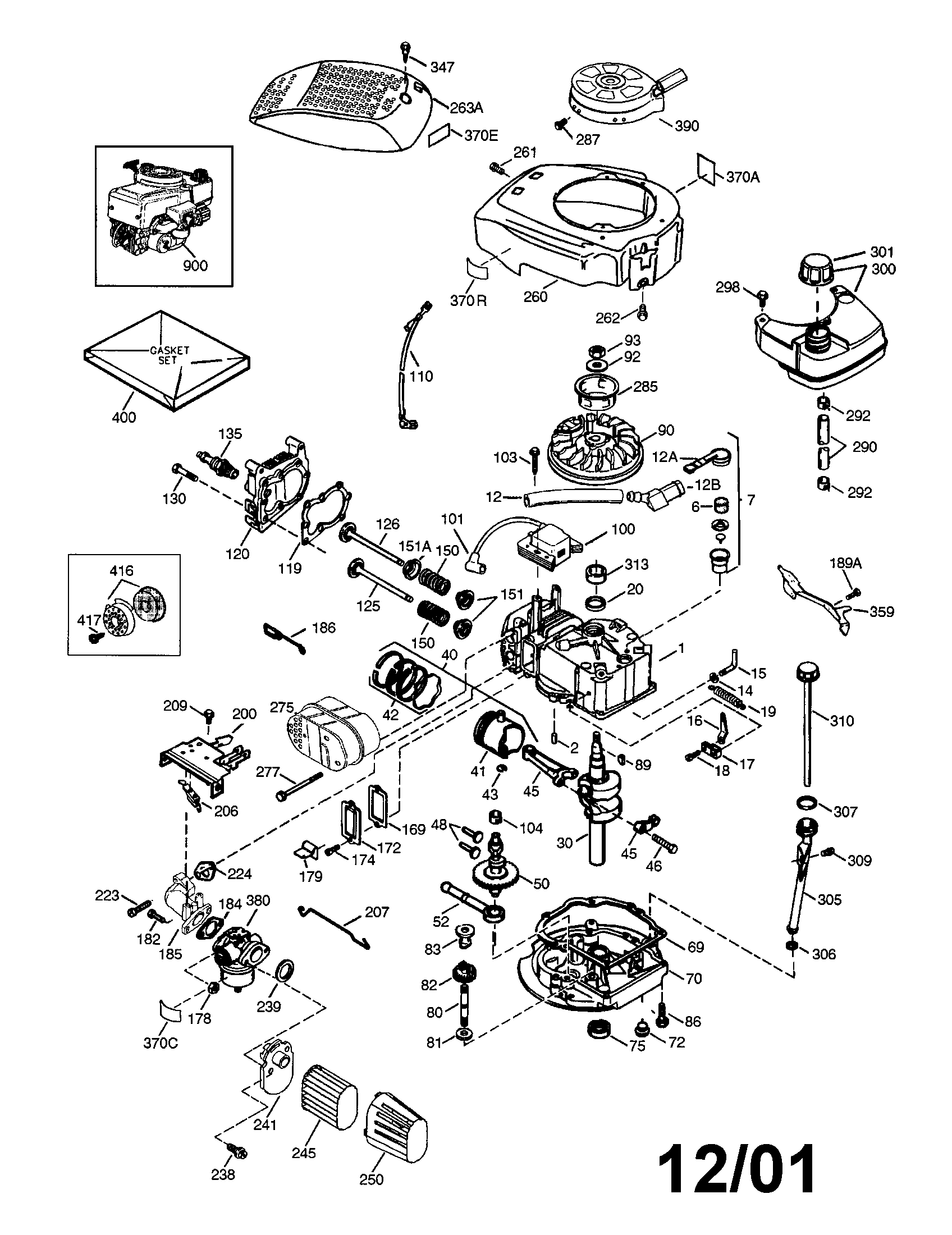 Engine Diagram and Parts List for 143005510  Craftsman Engine